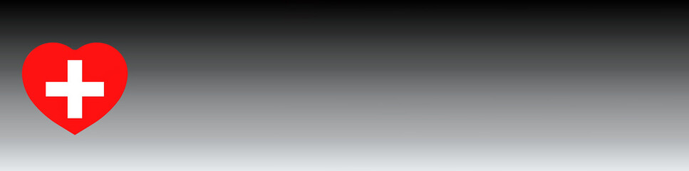 3D rendering. 3D image. red heart with a white cross on a black and white background