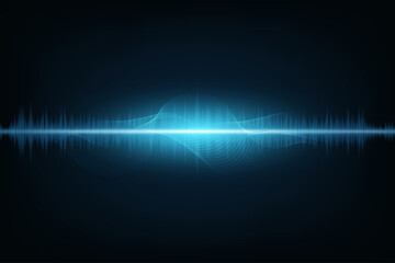 Vector abstract blue digital equalizer. Sound wave oscillating glow. Technology abstract blue background.