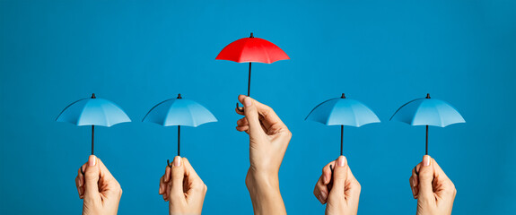 Red umbrella protect concept
