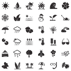 Obraz premium Season Icons. Black Scribble Design. Vector Illustration.