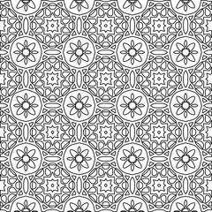 Geometric vector pattern with Black and white colors. Seamless abstract ornament for wallpapers and backgrounds.