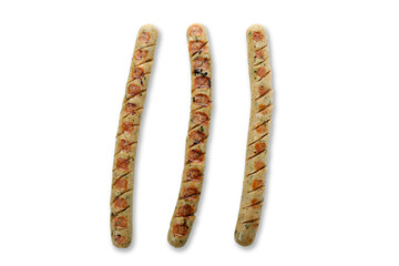 Delicious grilled sausage isolated on white background