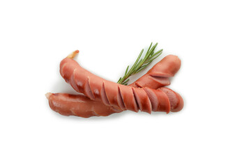 Delicious grilled sausage isolated on white background