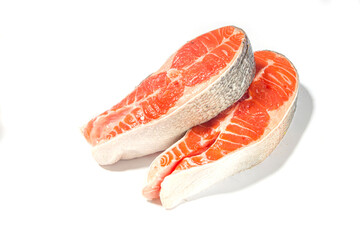 Raw salmon trout steaks