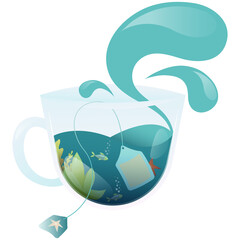 A cup of sea. Dreams of the travel and ocean