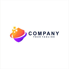 shield color gradient logo design