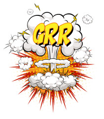 GRR text on comic cloud explosion isolated on white background