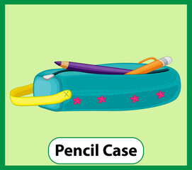 Educational English word card of pencil case