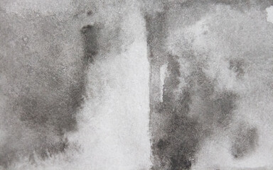  Abstract gray watercolor drawing. Light black and white texture on paper, background for creative design. Gloomy background