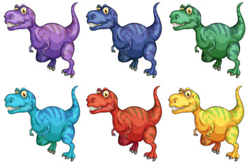 Naklejka premium Set of Raptorex dinosaur cartoon character