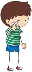 Doodle cartoon character of a boy having toothache