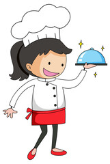 Little chef serving food cartoon character