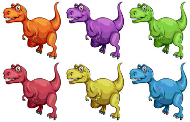 Set of Raptorex dinosaur cartoon character