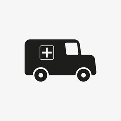 Ambulance car icon isolated on white background. Hospital emergency transport symbol. Healthcare concept.
