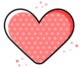 Pink heart with dotted isolated on white background