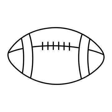 American football ball icon, isolated in black color on a white background. Hand drawn element, vector illustration.