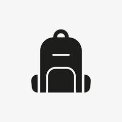 Backpack icon. School bag, travel or adventure backpack symbol.