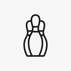 Bowling pins vector icon in line design style.