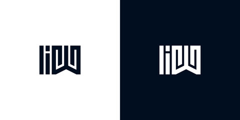 Minimal creative initial letters IW logo.