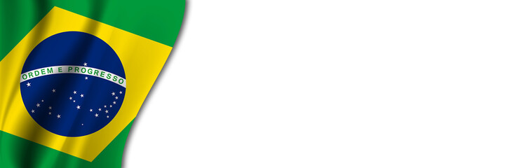 Brazil flag on white background. White background with place for text near the flag of Brazil