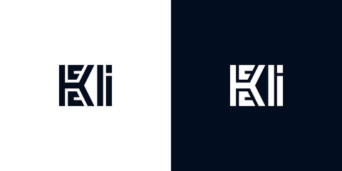 Minimal creative initial letters KI logo.