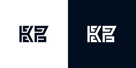 Minimal creative initial letters KP logo.