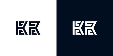 Minimal creative initial letters KR logo.