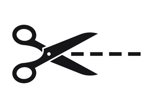 Scissors with dashed line simple icon, Isolated on white background, Vector illustration