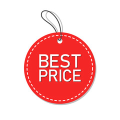 Special best price tag, Circle red advertisement promotion label with shadow, Isolated on white background, Vector illustration