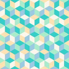 Abstract seamless pattern of colored pastel hexagonal (cubes), Modern stylish of repeating geometric mosaic, Simple graphic design for background