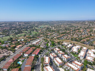 Obraz premium Aerial view Carlsbad over blue sky, North County San Diego, California, USA.