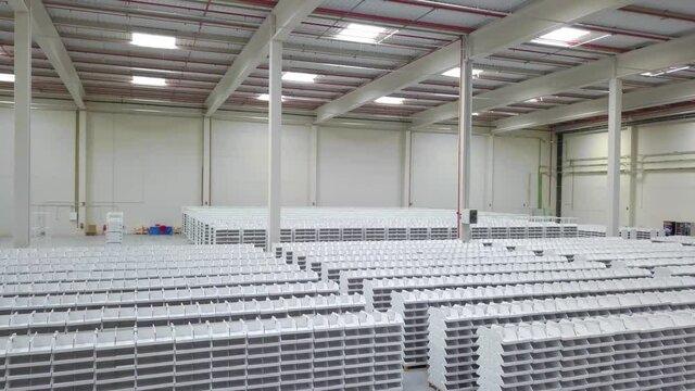 empty shelves due to supply in a logistics center