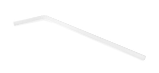Bright disposable plastic straw isolated on white