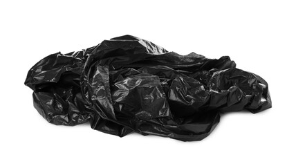 Fototapeta premium Used black plastic bag isolated on white