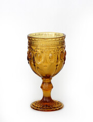 glass goblet for wine from thick glass on a white background