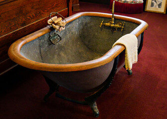 An antique bathtub now on display inside an 18th century house