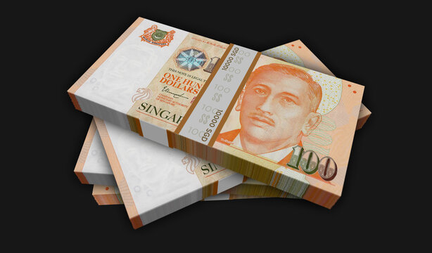 Singapore Dollar money banknotes pack illustration