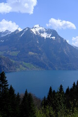A view on the Lucern Lake from the small city of Seelisberg.  the 25th April 2021, Switzerland.