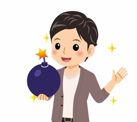 カーディガンを着た若い男性