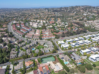 Aerial view Carlsbad over blue sky, North County San Diego, California, USA.