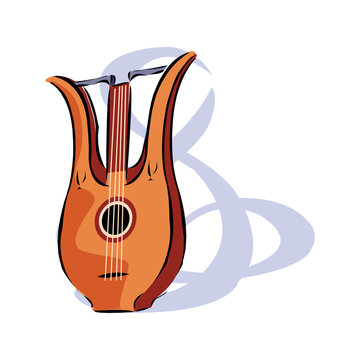 Musical instruments series. Traditional Greek kifara, isolated on white background. Vector illustration in EPS10