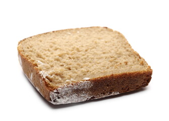 Dark rye bread slice isolated on white background