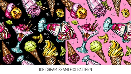 Seamless summer pattern with ice cream