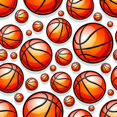 Basketball balls seamless pattern design vector illustration. Ideal for wallpaper, cover, wrapping paper, packaging, textile design and any kind of decoration
