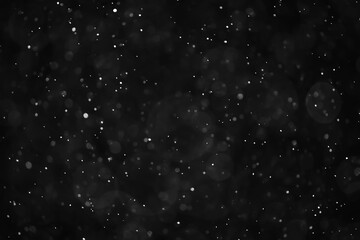 snow black background abstract texture, snowflakes falling in the sky overlay