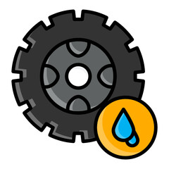 Leaked Tire Vector Glyph Icon Design, Car Tyre and Alignment Service Center Tools on white background, Vehicle Repair, Tire and Oil Change Shop Concept,