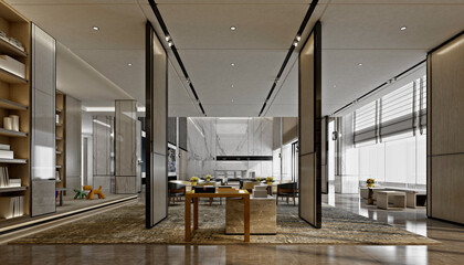 3d render of sales center  shopping mall