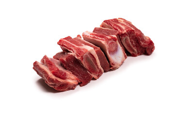 Raw beef ribs isolated on white background.