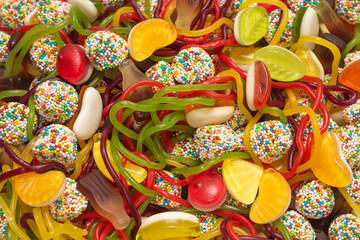 Tasty jelly sweets. Top view.