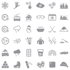 Snow And Ice Icons. Gray Flat Design. Vector Illustration.